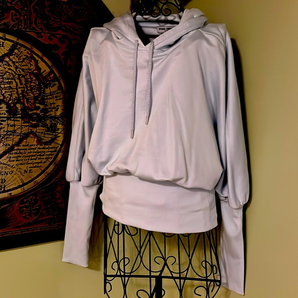 NWT Opening Ceremony, M cotton satin hoodie, cinch waist / sleeve, beautiful!!